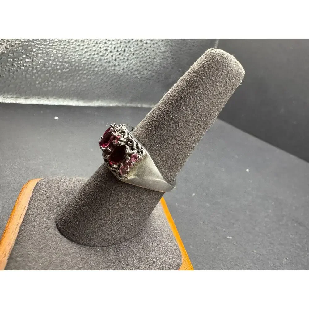 Chuck Clemency STS Sterling Silver 925 Rhodolite Garnet Cocktail Ring Sz 9